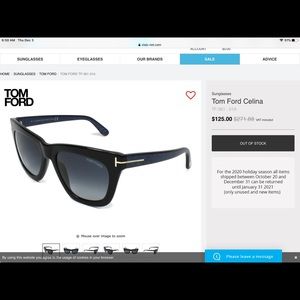 Tom Ford Celina Sunglasses in Black with Gold Detail